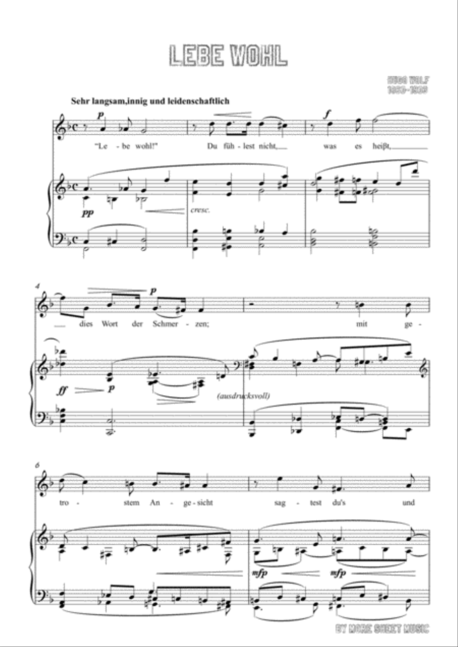 Wolf-Lebe wohl in F Major,for Voice and Piano Voice Solo scores gallery preview page 3