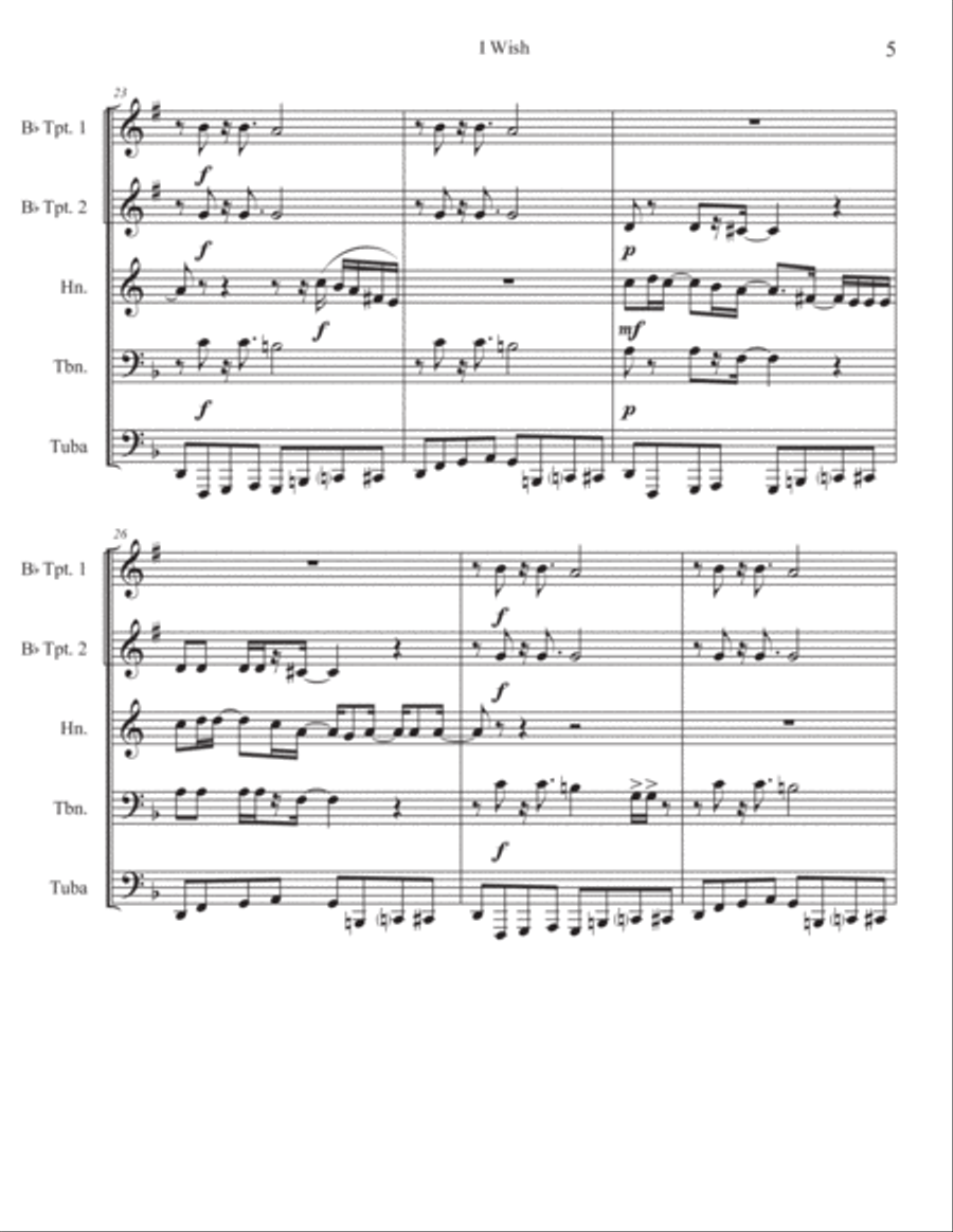I Wish Brass Quintet scores gallery preview page 6