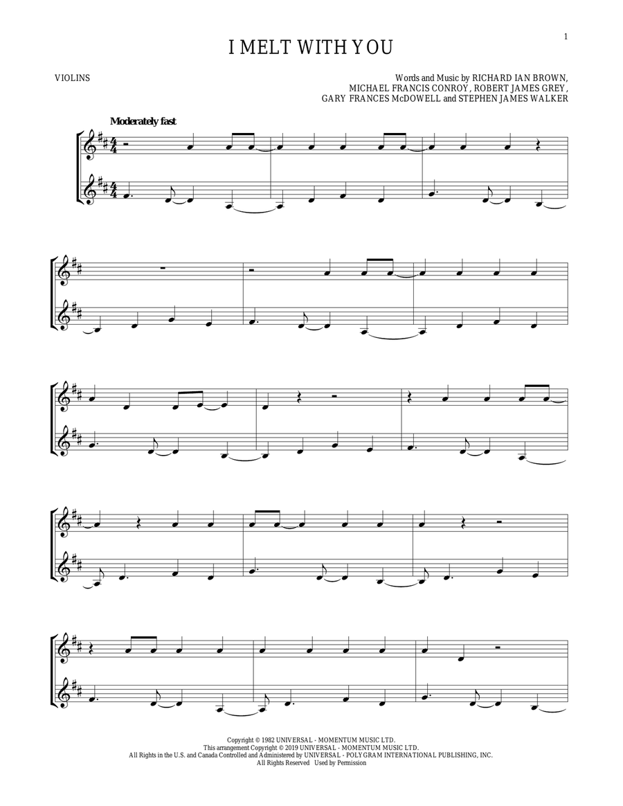 I Melt With You I Melt With You String Duet scores gallery preview page 1
