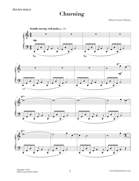 Churning - Piano Solo - by Allison Leyton-Brown image number null