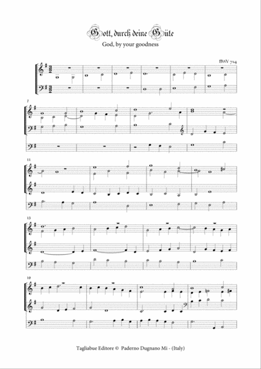BACH J.S. - Gott, durch deine Güte - BWV 724 - For Organ 3 staff Organ Solo scores gallery preview page 1