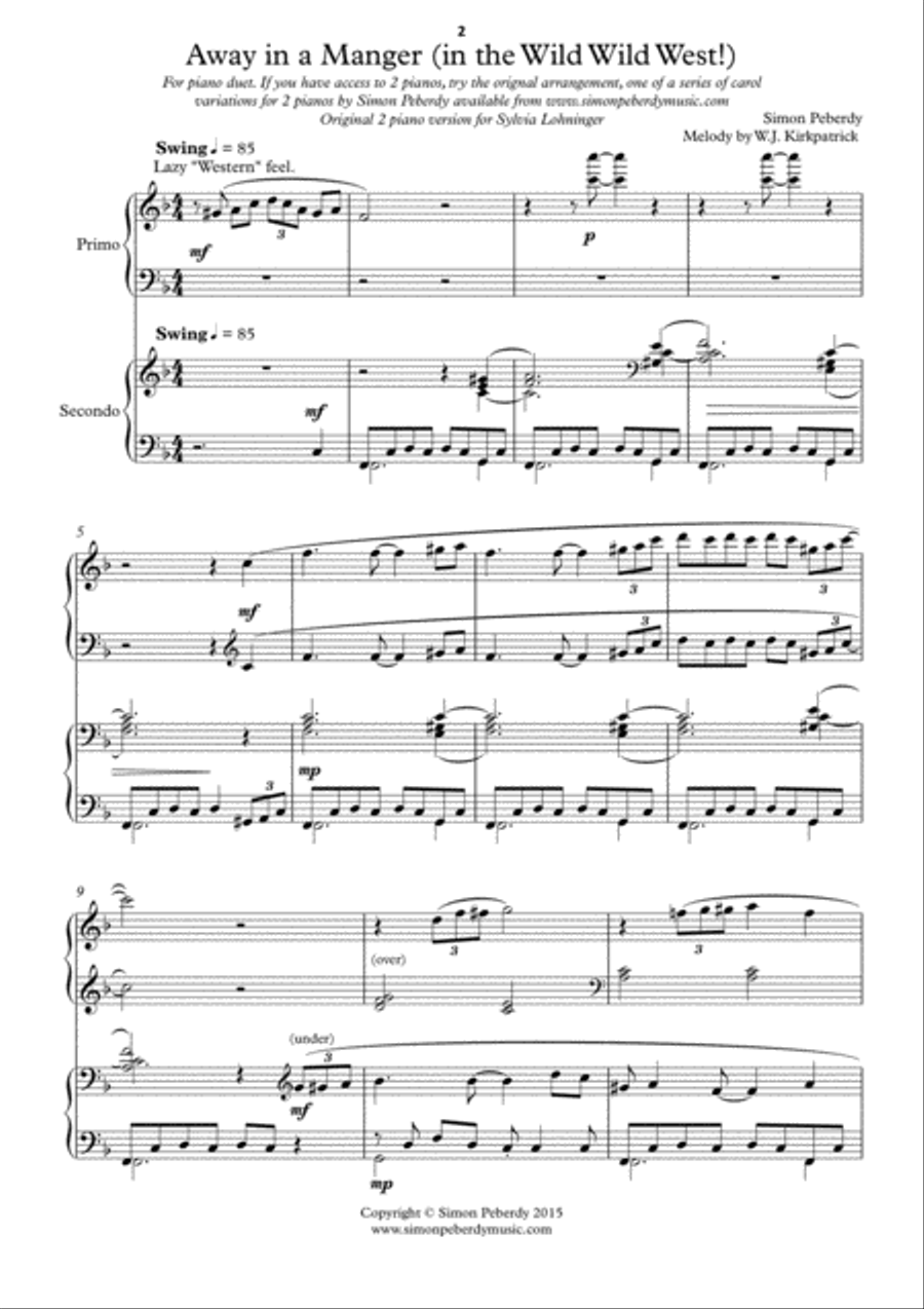 Christmas Carol Variations for piano duet (Collection of 10 different carols) by Simon Peberdy 1 Piano, 4-Hands scores gallery preview page 6