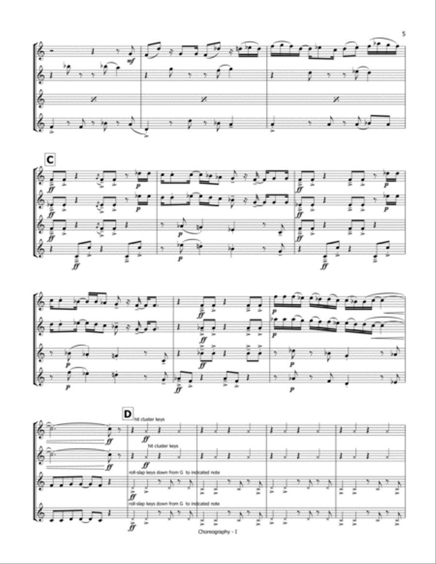 Choreography for Saxophone Quartet Saxophone Quartet scores gallery preview page 5