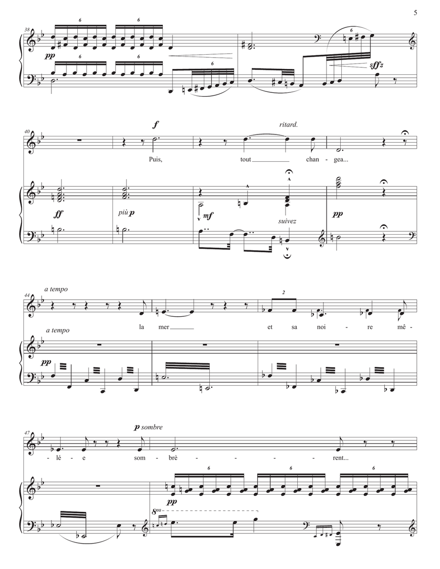 DUPARC: La vague et la cloche (transposed to G minor) Voice scores gallery preview page 6