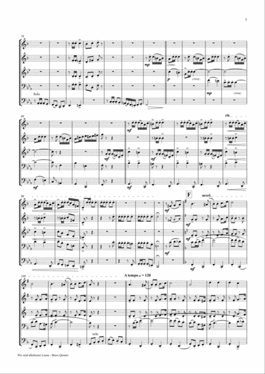 Allerbester Laune - German Polka - Brass Quintet Brass Quintet scores gallery preview page 3
