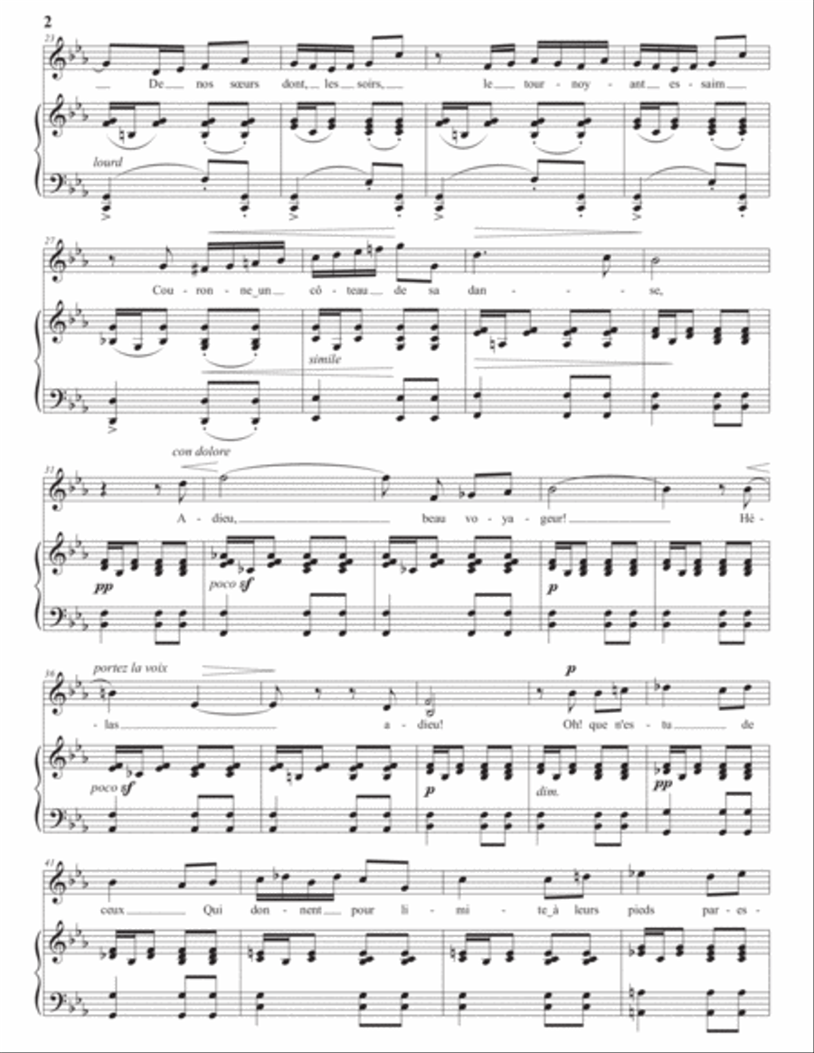 BIZET: Adieux de l'hôtesse arabe (transposed to C minor) Voice scores gallery preview page 3