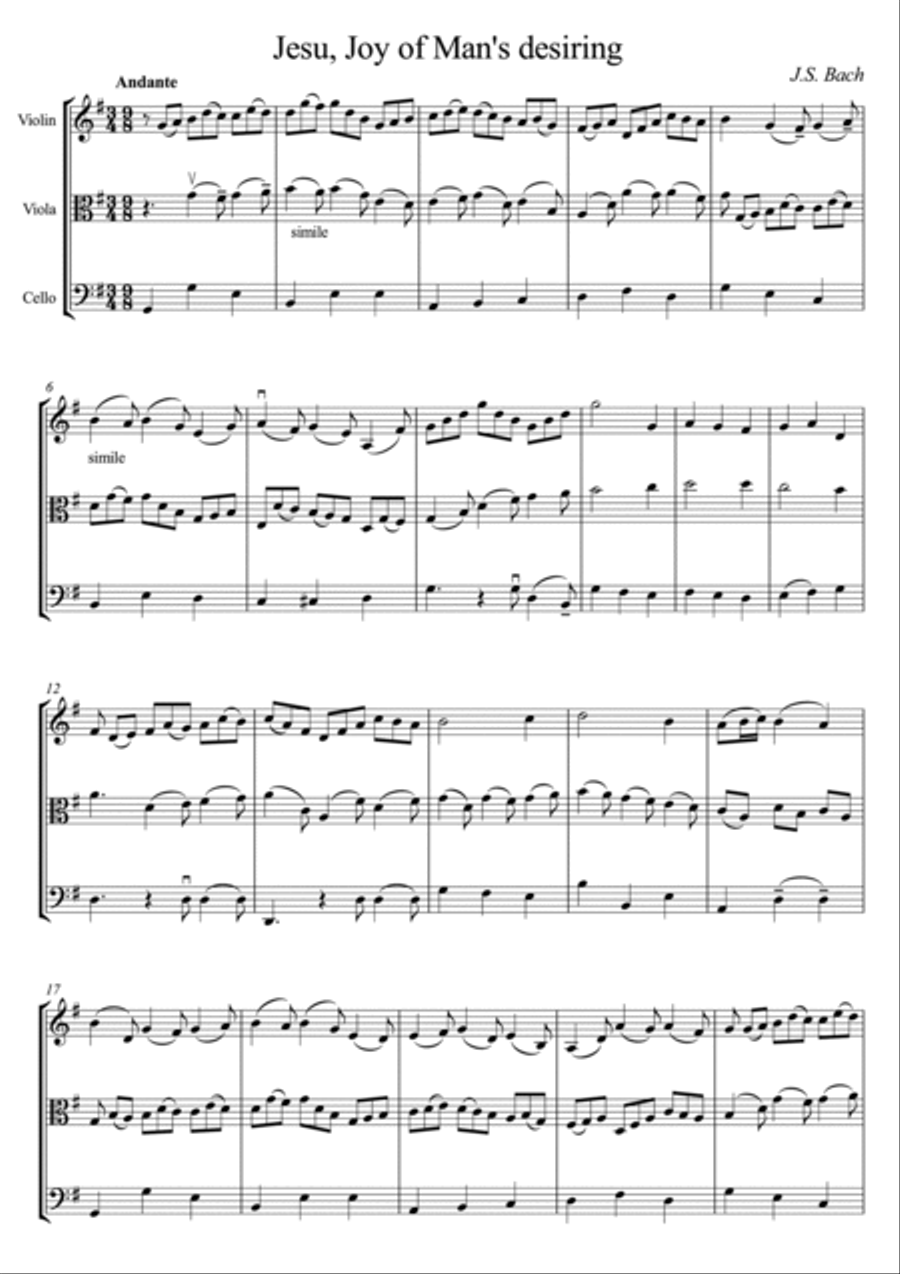 Jesu, Joy of Man's desiring String Trio scores gallery preview page 2