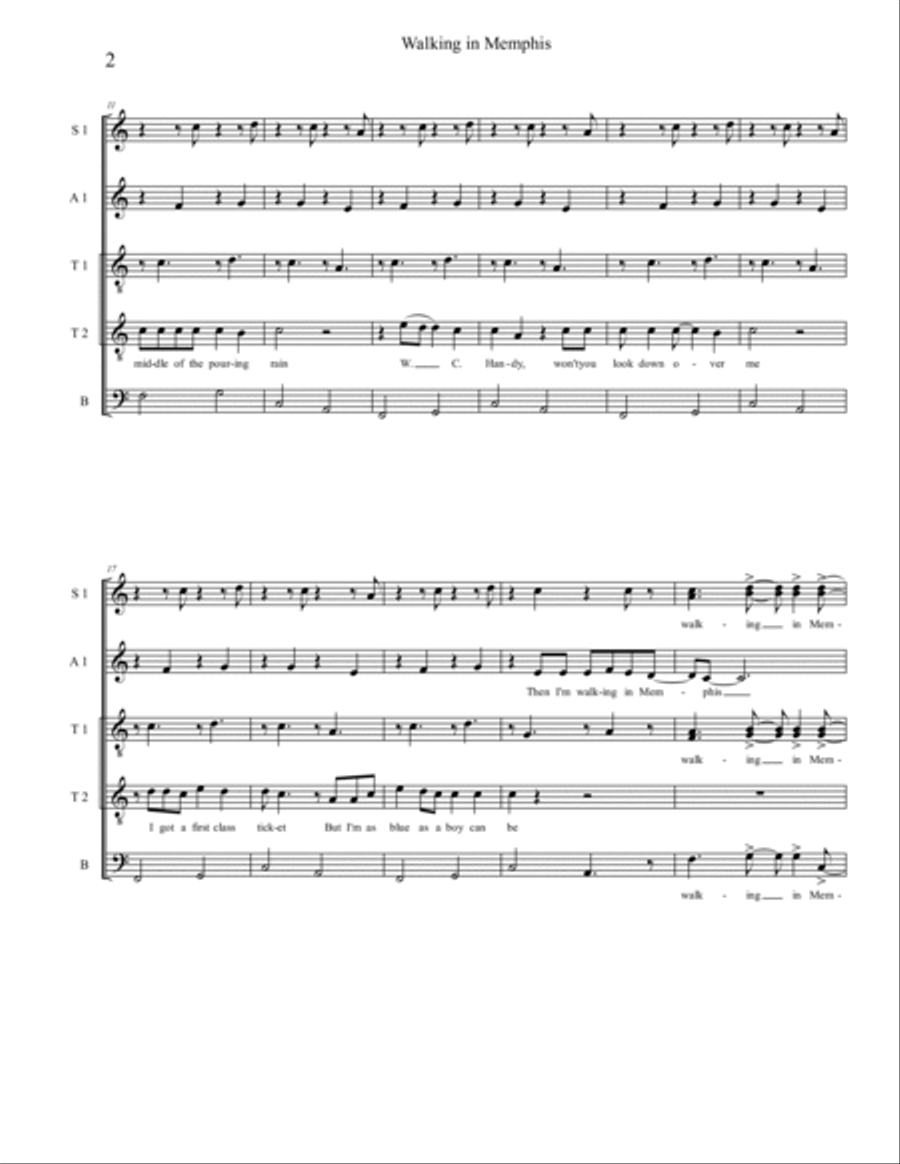 Walking In Memphis Walking In Memphis 4-Part scores gallery preview page 2