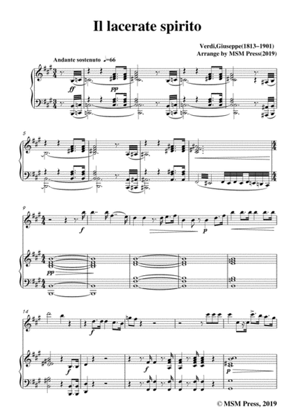 Verdi-Il lacerate spirito(A te l'estremo addio), for Flute and Piano image number null