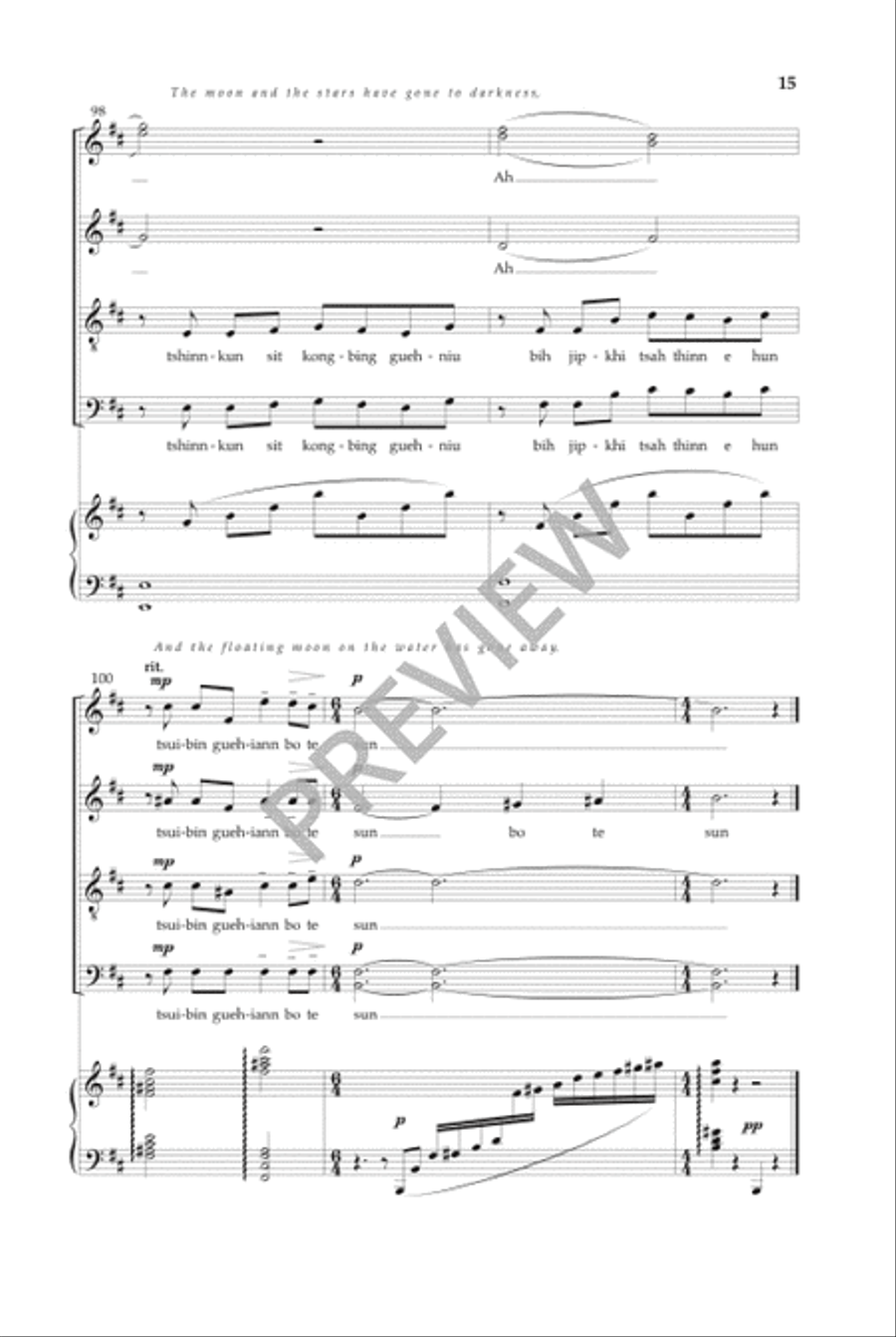 Floating Moon on the Water (SATB) 4-Part scores gallery preview page 16