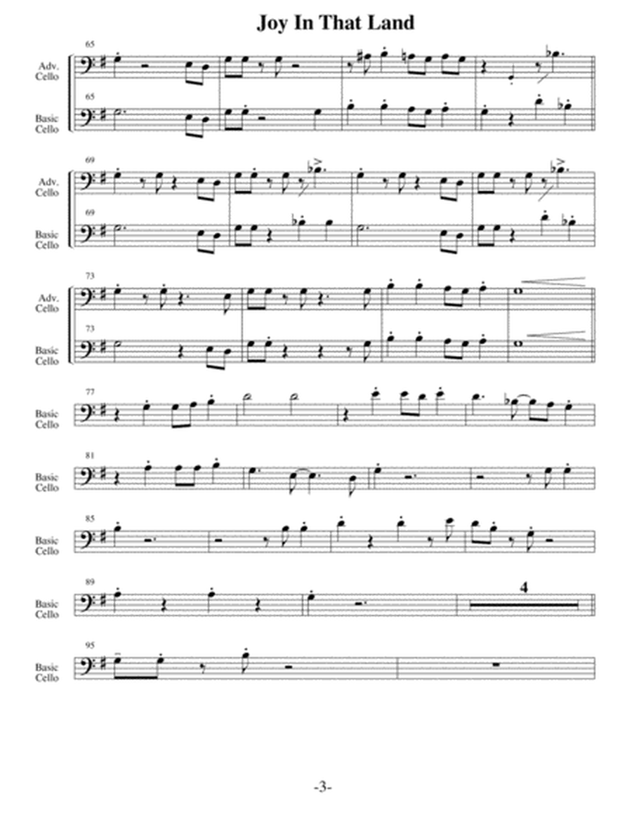 Joy In That Land (Arrangements Level 3-5 for CELLO + Written Acc) Hymns image number null