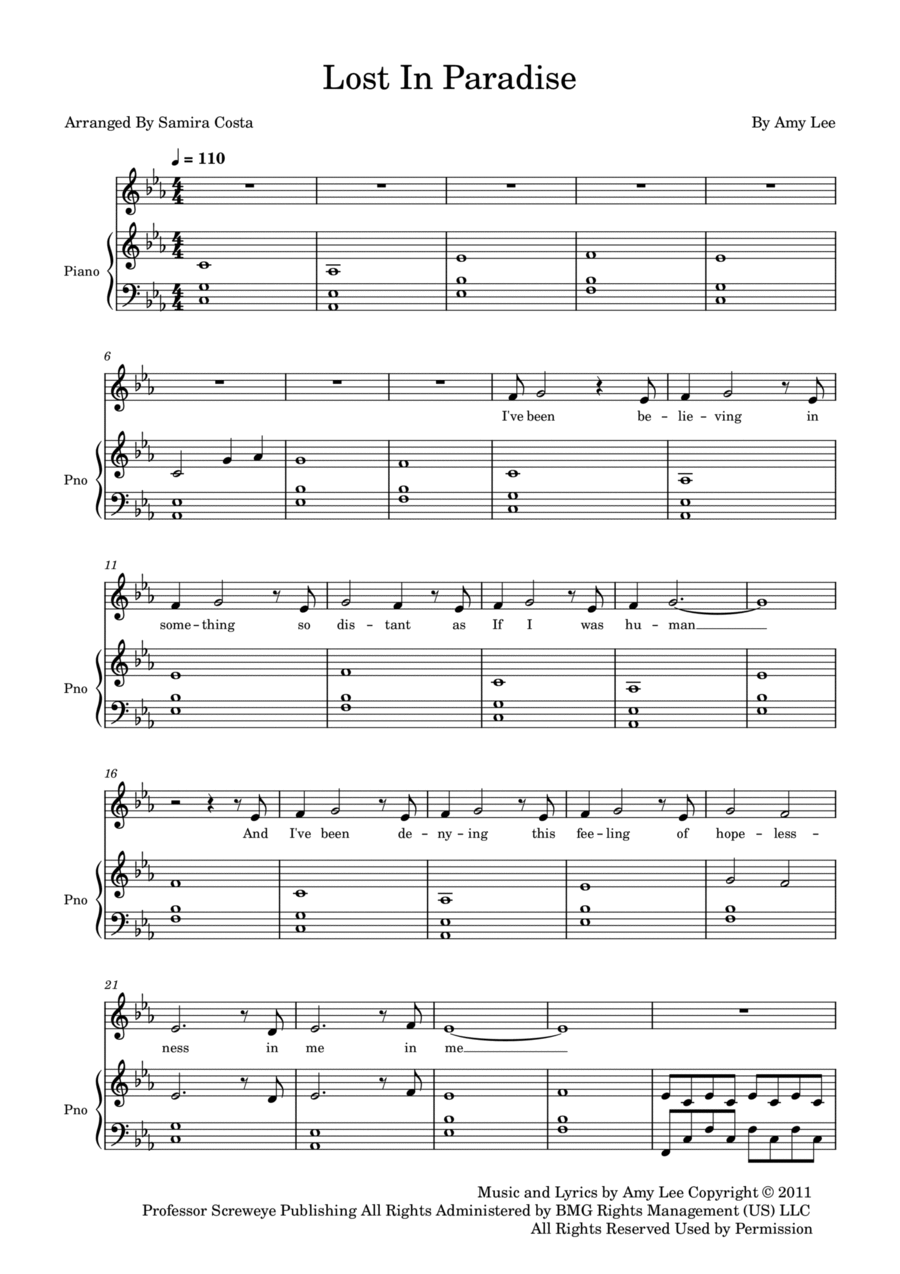 Lost In Paradise Voice scores gallery preview page 1