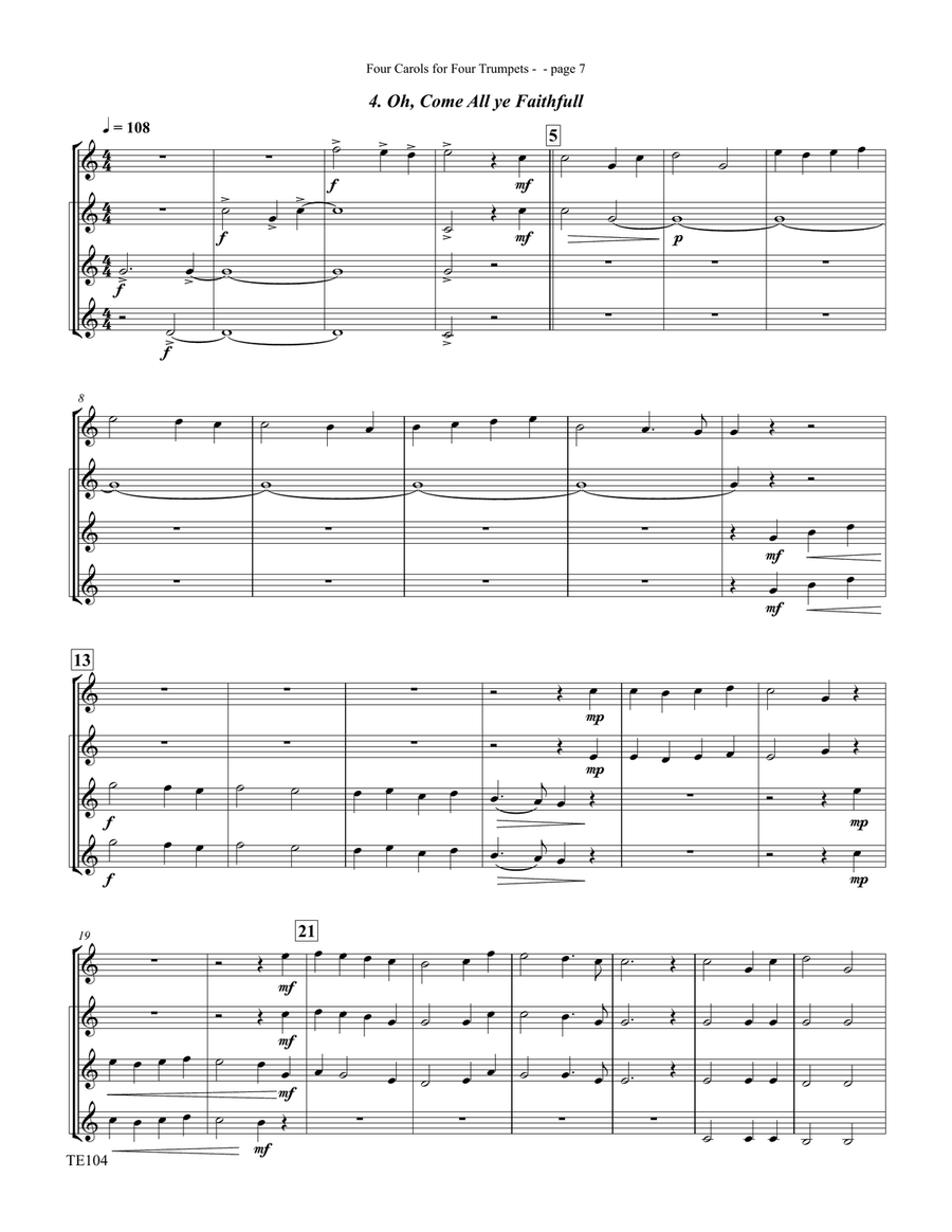 Four Carols for Four Trumpets Trumpet scores gallery preview page 5