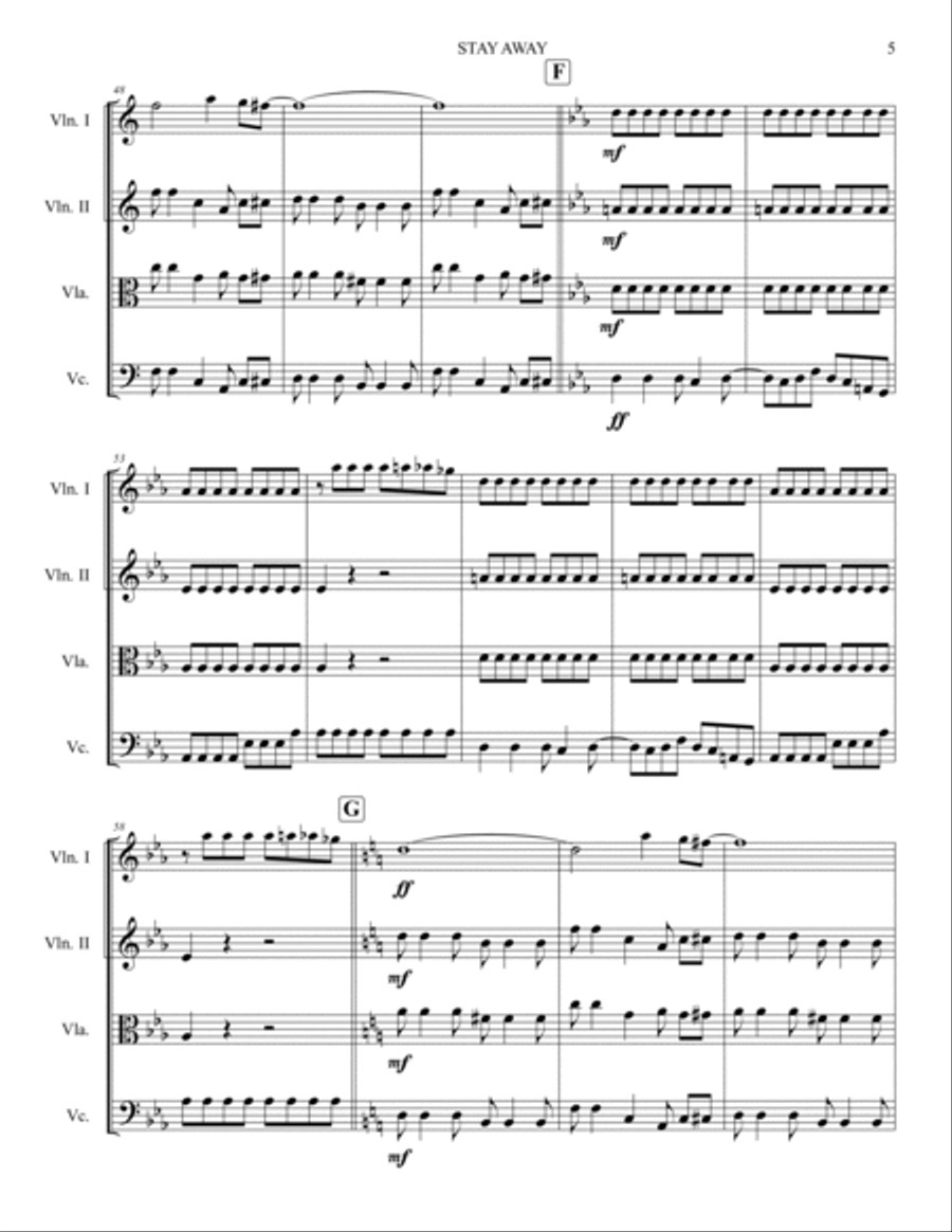 Stay Away String Quartet scores gallery preview page 5
