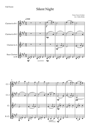 Silent Night (Christmas Song) for Clarinet Quartet