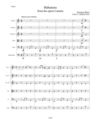 Book cover for Habanera, from the opera Carmen. String orchestra, easy. Score & parts.