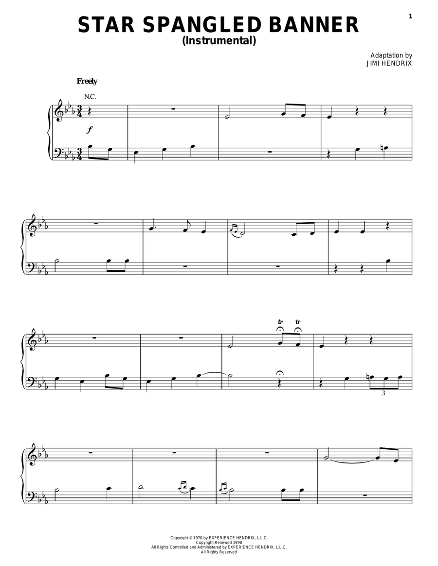 Star Spangled Banner (Instrumental) Piano Solo scores gallery preview page 1