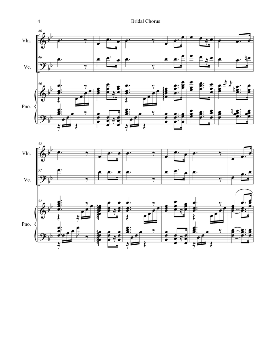 Bridal Chorus (Duet for Violin and Cello - Piano Accompaniment) Piano Trio scores gallery preview page 5