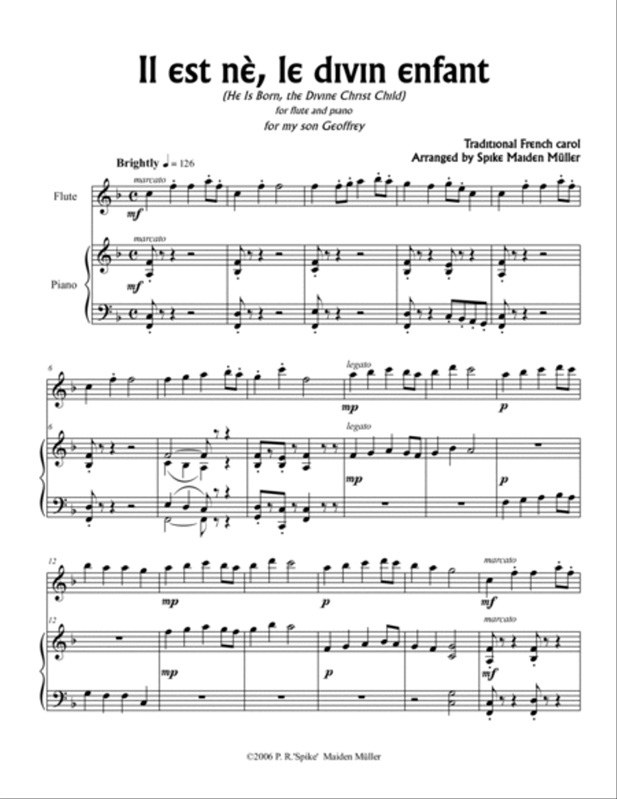 He Is Born, the Divine Christ Child (Il est nè, le divin enfant) Woodwind Duet scores gallery preview page 2
