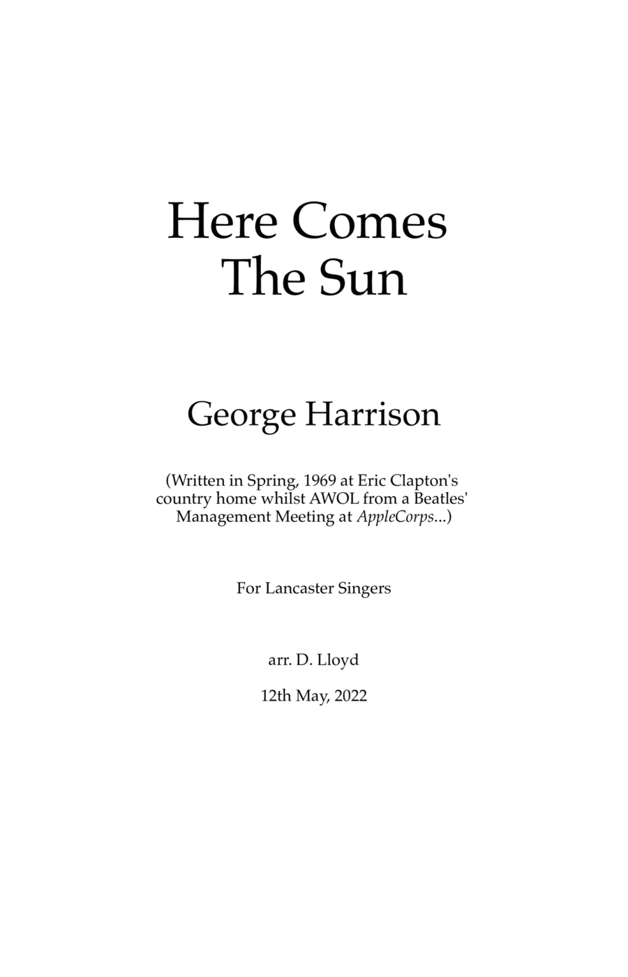 Book cover for Here Comes The Sun