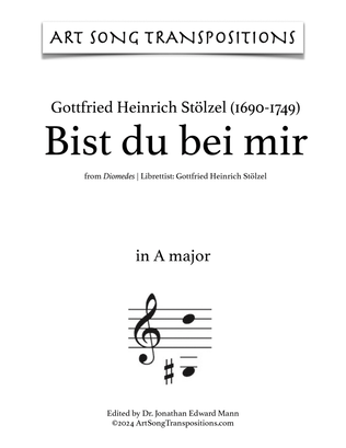 Book cover for STÖLZEL: Bist du bei mir (transposed to A major)