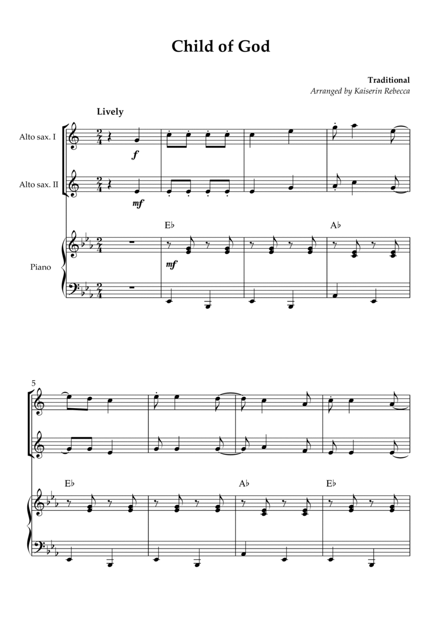 Child of God Woodwind Duet scores gallery preview page 1