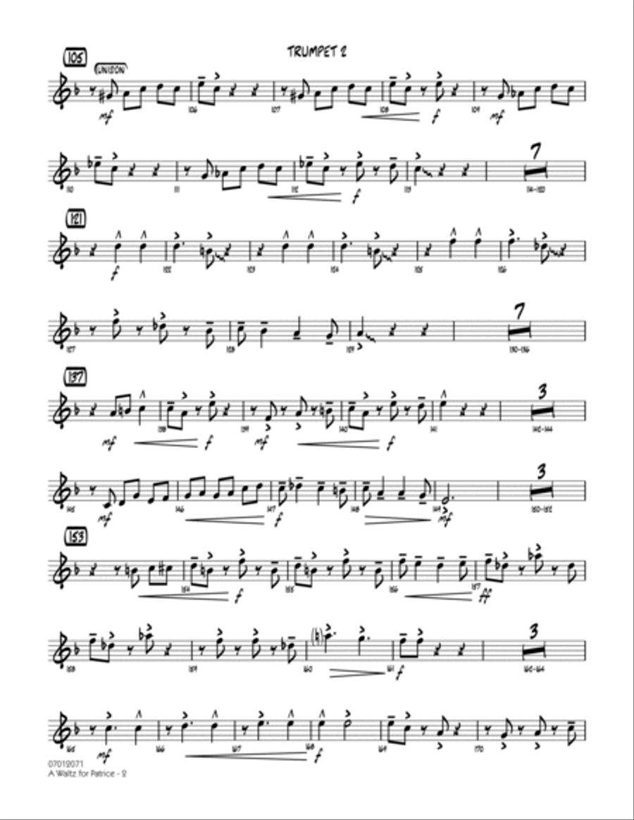 A Waltz for Patrice - Trumpet 2 Jazz Ensemble scores gallery preview page 2