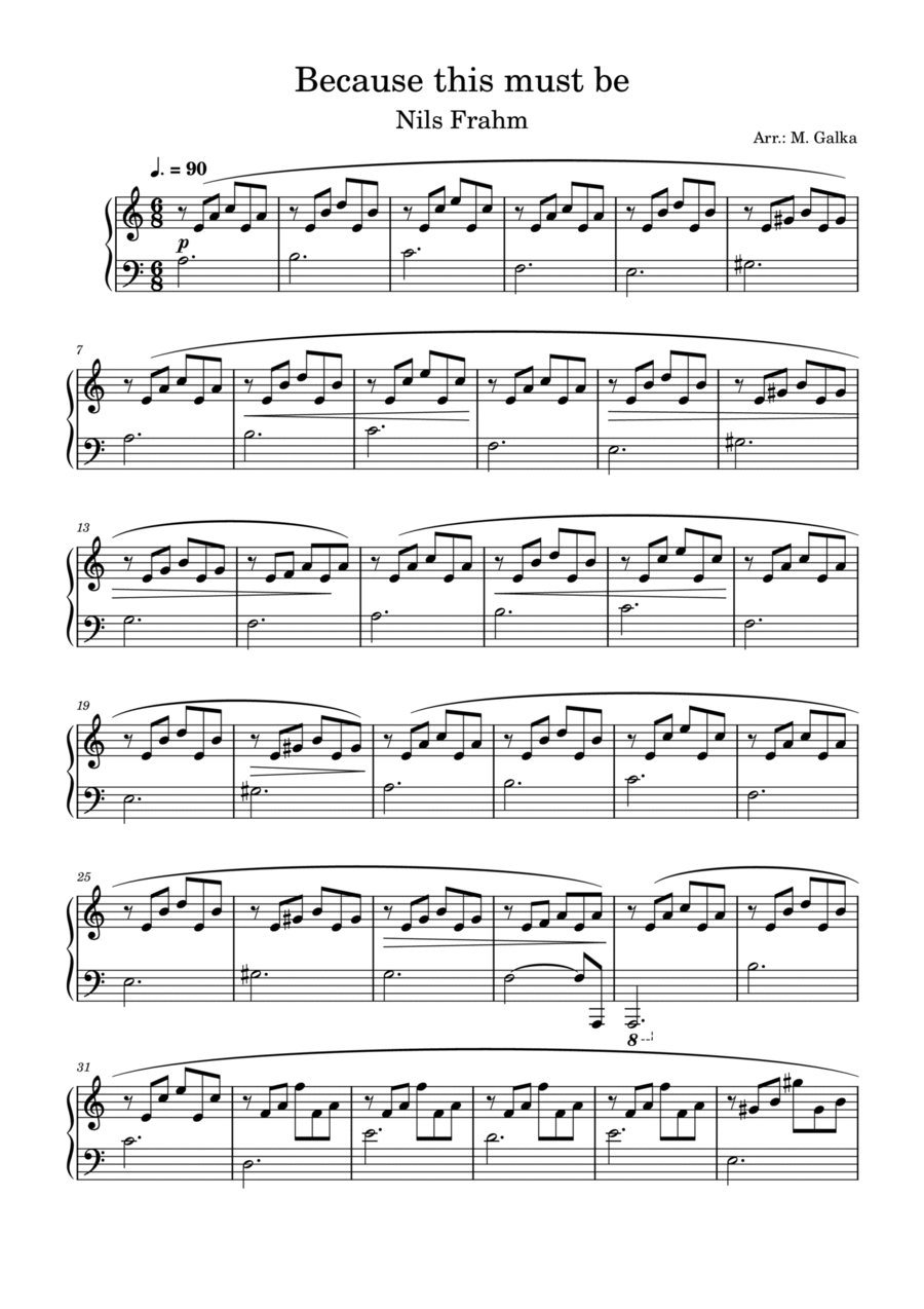 Because This Must Be Piano Solo scores gallery preview page 1