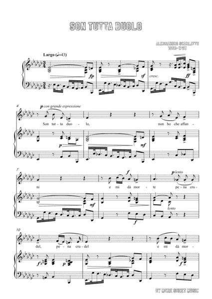 Scarlatti-Son Tutta Duolo in e flat minor,for Voice and Piano image number null