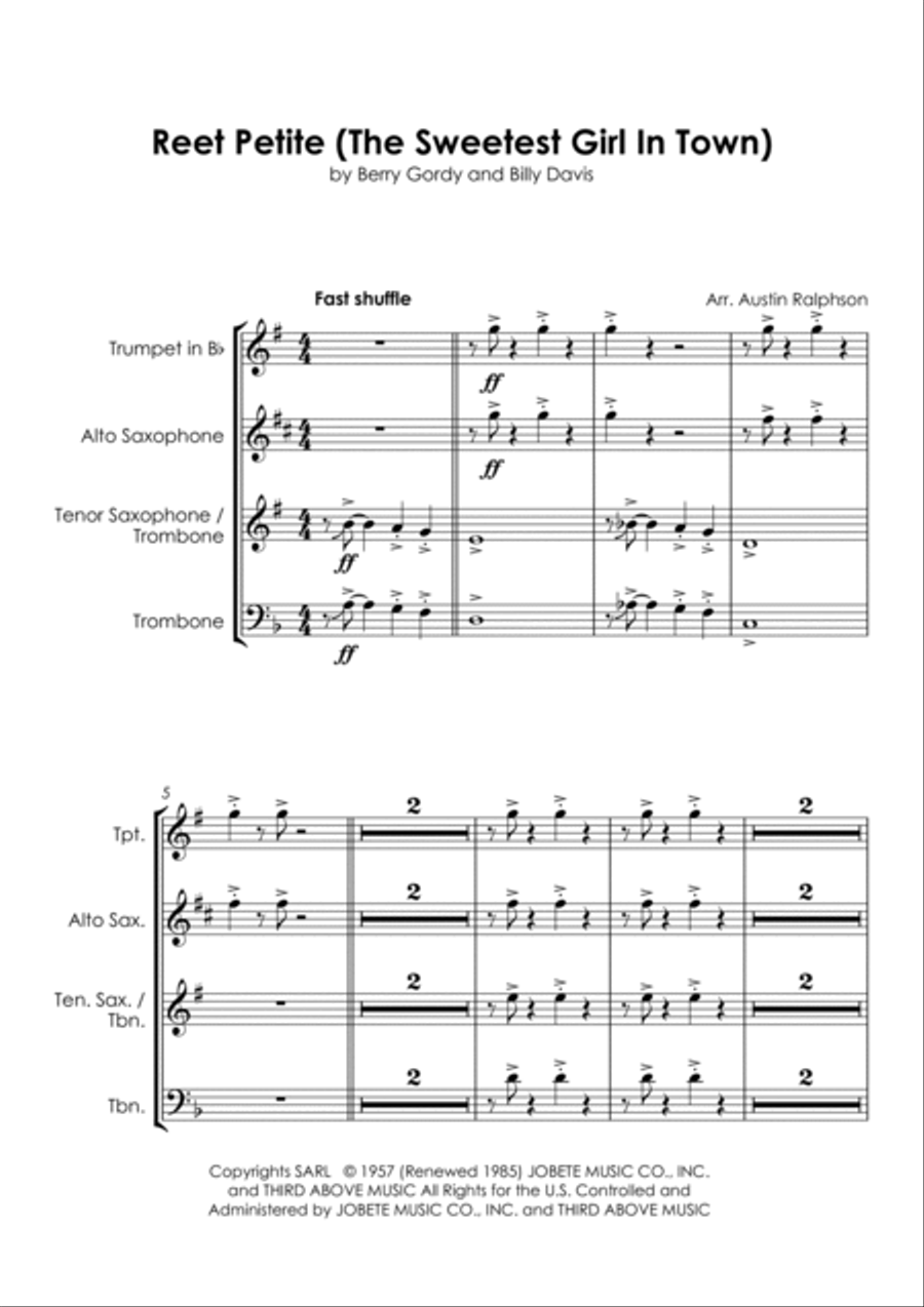 Reet Petite (the Sweetest Girl In Town) Tenor Saxophone scores gallery preview page 5