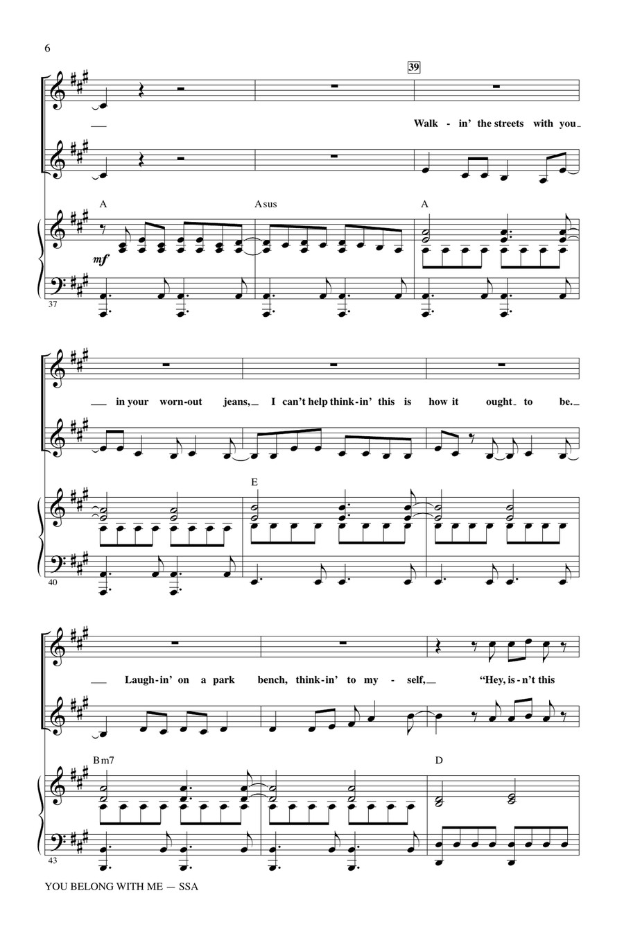 You Belong With Me SSA scores gallery preview page 5