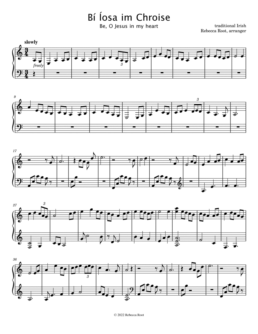 Bí Íosa im Chroise (Be, o Jesus, in my heart) Harp scores gallery preview page 1