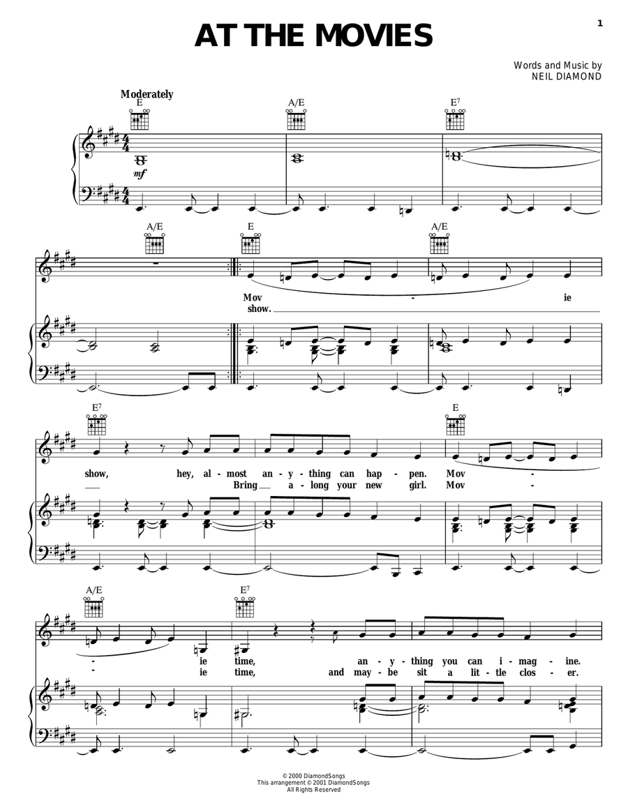 At The Movies Piano, Vocal, Guitar scores gallery preview page 1
