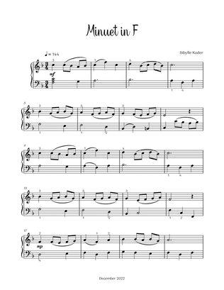 Minuet in F for Early Intermediate Solo Piano