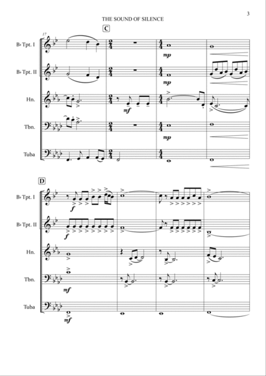 The Sound Of Silence Brass Ensemble scores gallery preview page 5