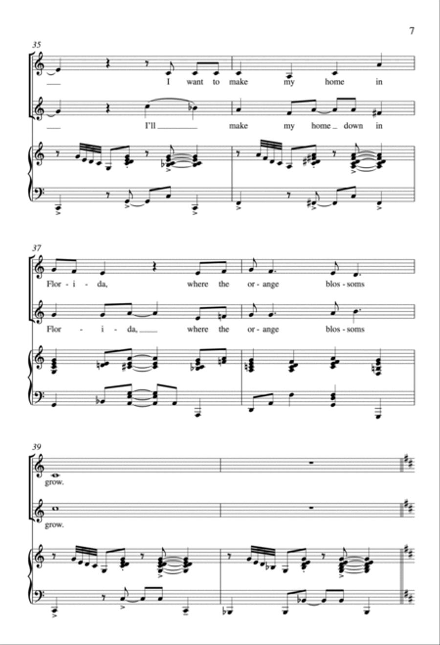 Where the Orange Blossoms Grow Unison Choir scores gallery preview page 6