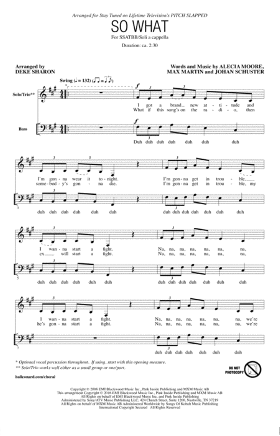 So What So What 4-Part scores gallery preview page 1