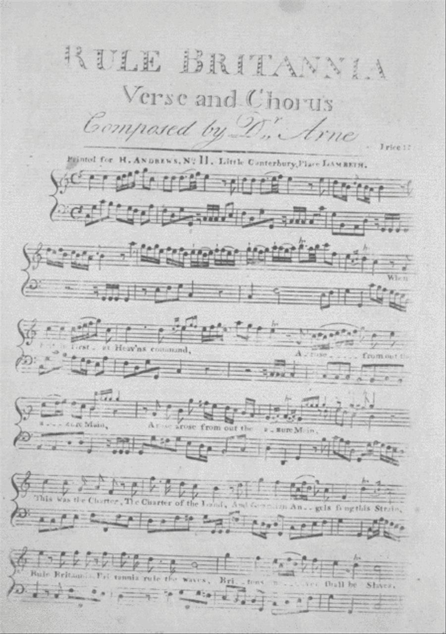 Rule Britannia. Verse and Chorus Choir scores gallery preview page 1