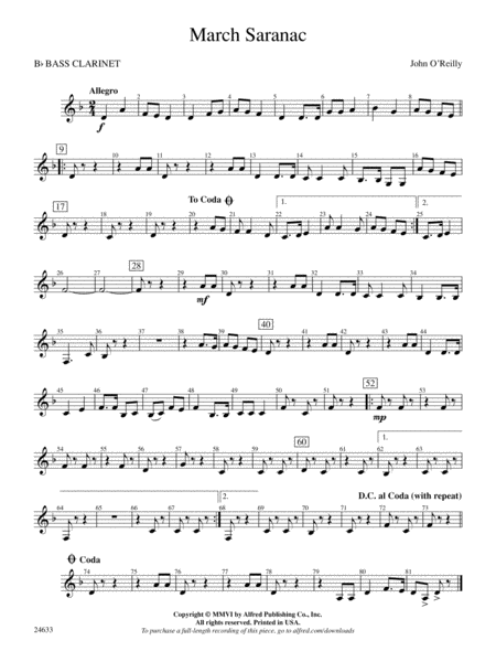 March Saranac: B-flat Bass Clarinet