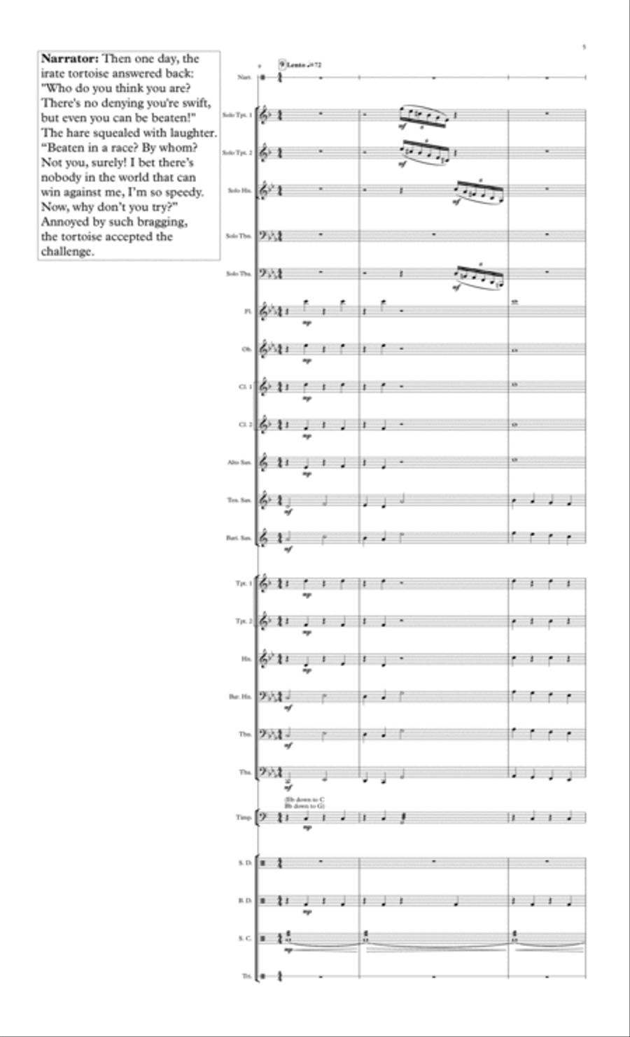 The Tortoise and the Hare for Advanced Brass Quintet Soloists and Middle School Band Concert Band scores gallery preview page 5