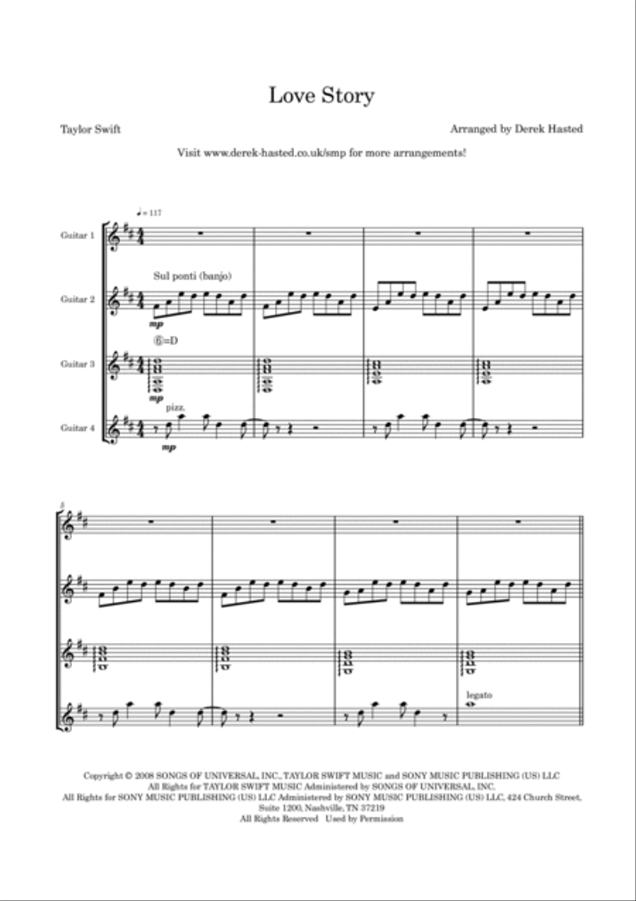 Love Story Guitar Ensemble scores gallery preview page 4