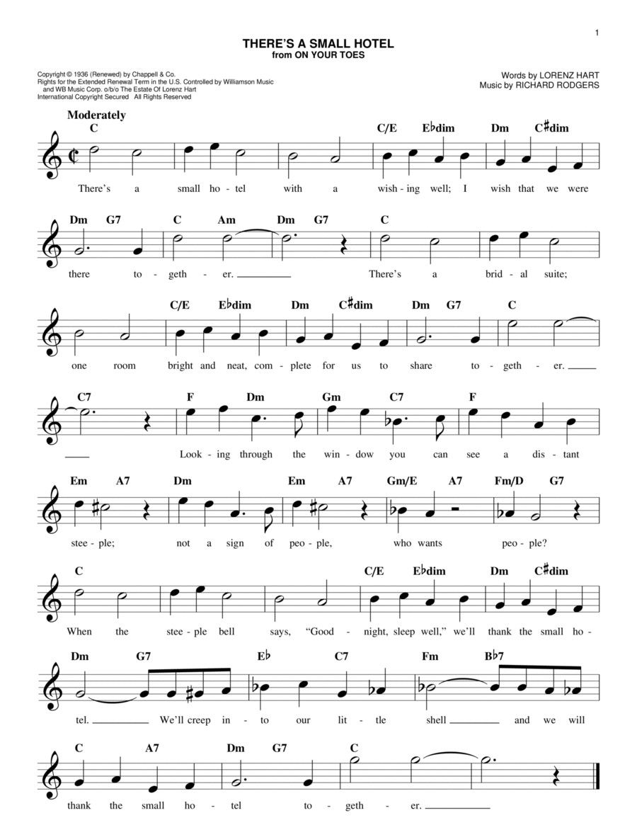 There's A Small Hotel There's A Small Hotel Piano scores gallery preview page 1