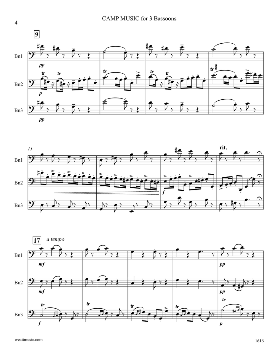Camp Music for 3 bassoons (6’34) Woodwind Trio scores gallery preview page 4