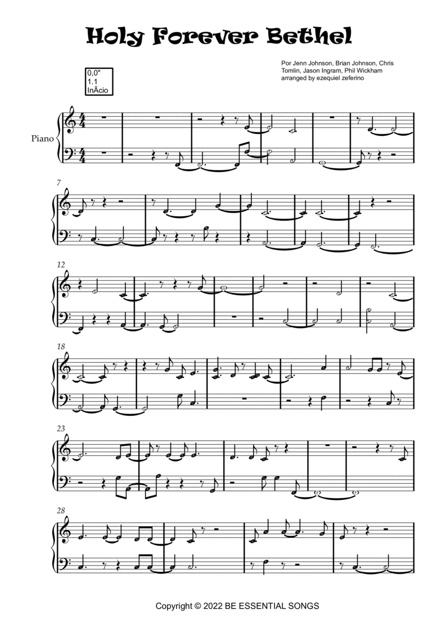 Holy Forever Easy Piano scores gallery preview page 1