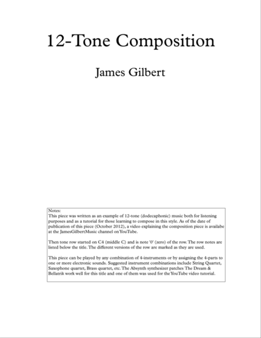 12-tone composition for 4 instruments Small Ensemble scores gallery preview page 1