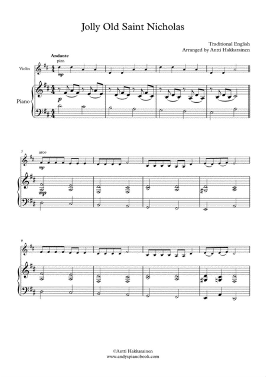 Jolly Old Saint Nicholas - Violin & Piano Violin Solo scores gallery preview page 2