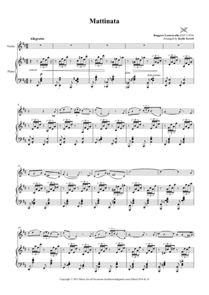 Mattinata for Violin & Piano image number null