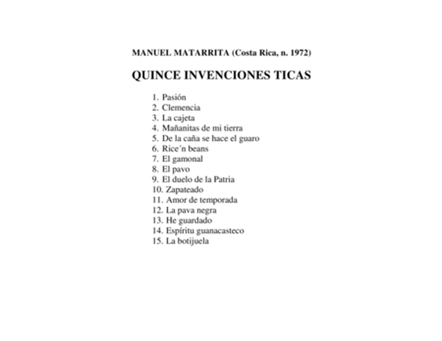 Costa Rican Two-part Inventions (Invenciones ticas) image number null
