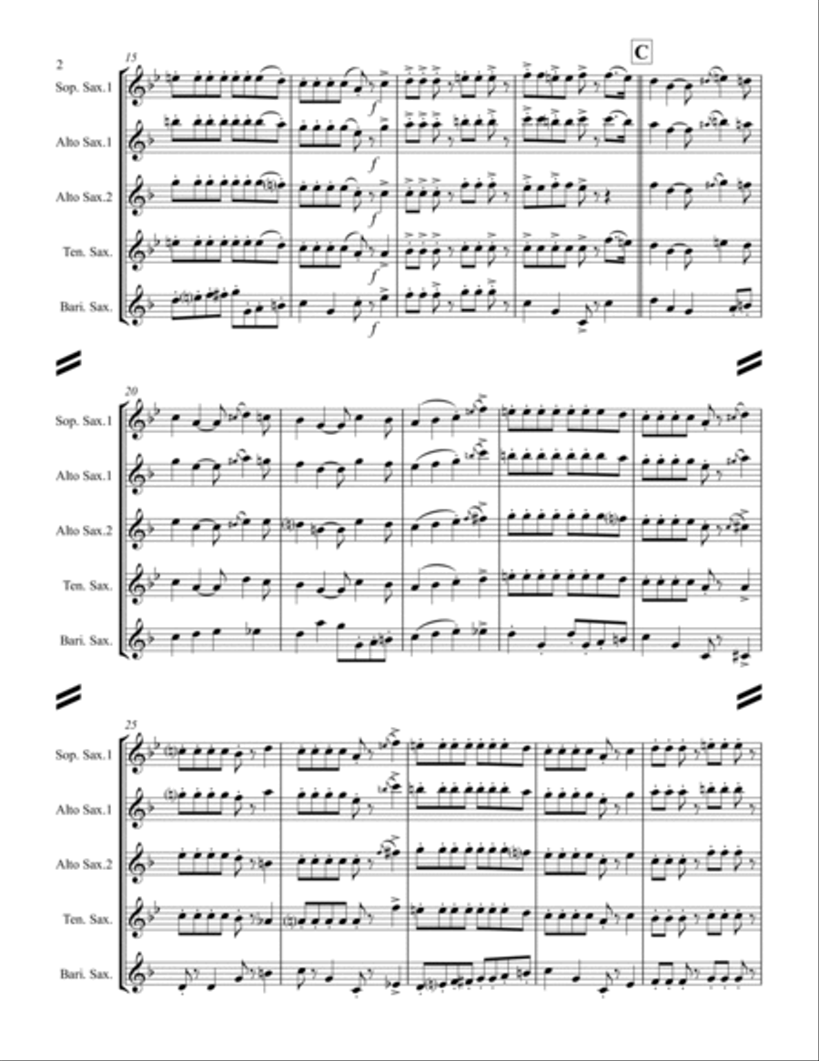 Too Fat Polka (she's Too Fat For Me) Saxophone Quartet scores gallery preview page 3
