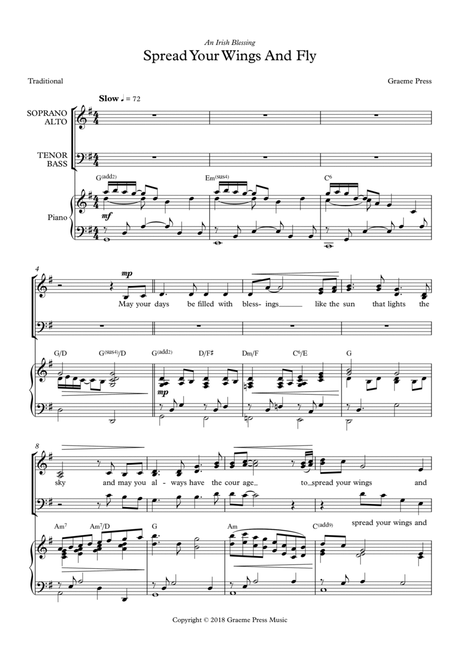 Spread Your Wings and Fly 4-Part scores gallery preview page 1